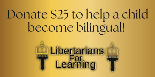 Golden rectangle button to provide donations for Spanish and Greek lessons